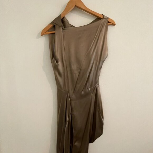 Y2K Anglomania Liquid Bronze Silk Dress - Picture 5 of 8